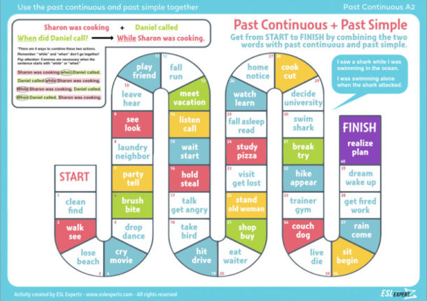 Past Continuous And Past Simple Board Game ESL Expertz