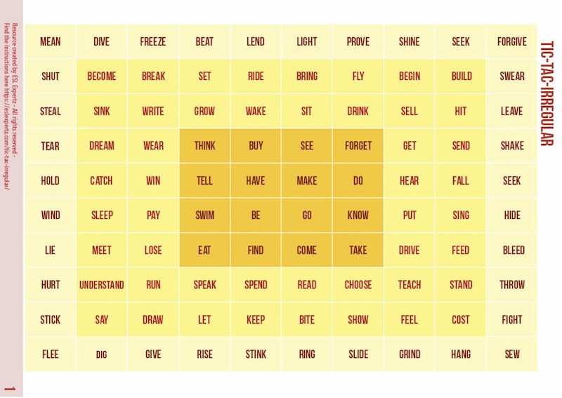 Phrasal Verbs Tic Tac Toe