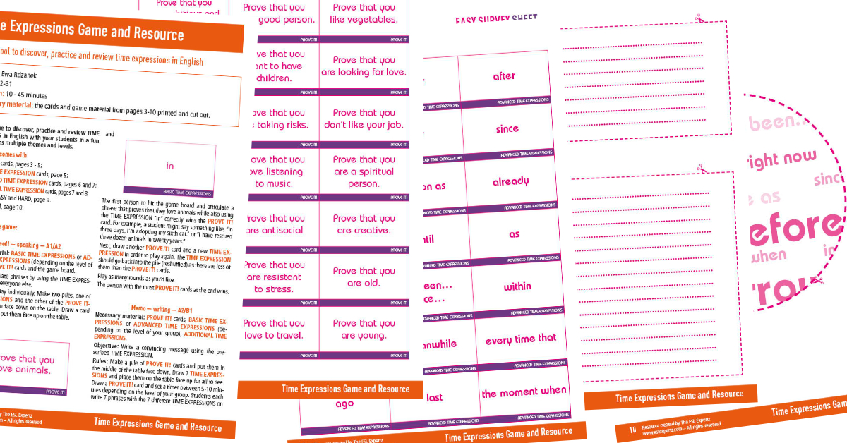 ESL Time Expressions Game ESL Expertz
