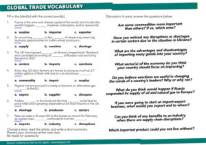 world trade vocabulary worksheet