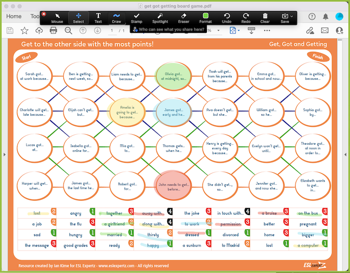 Get Got Getting - Board Game - ESL Expertz