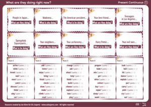 present continuous verbs game