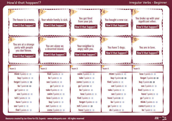 online irregular verbs game