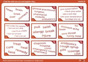 Health Board Game: Miming & Describing Symptoms (ESL)