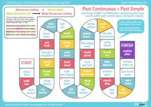 past continuous and past simple board game