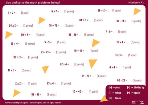 ESL Math Problems Activity - ESL Expertz