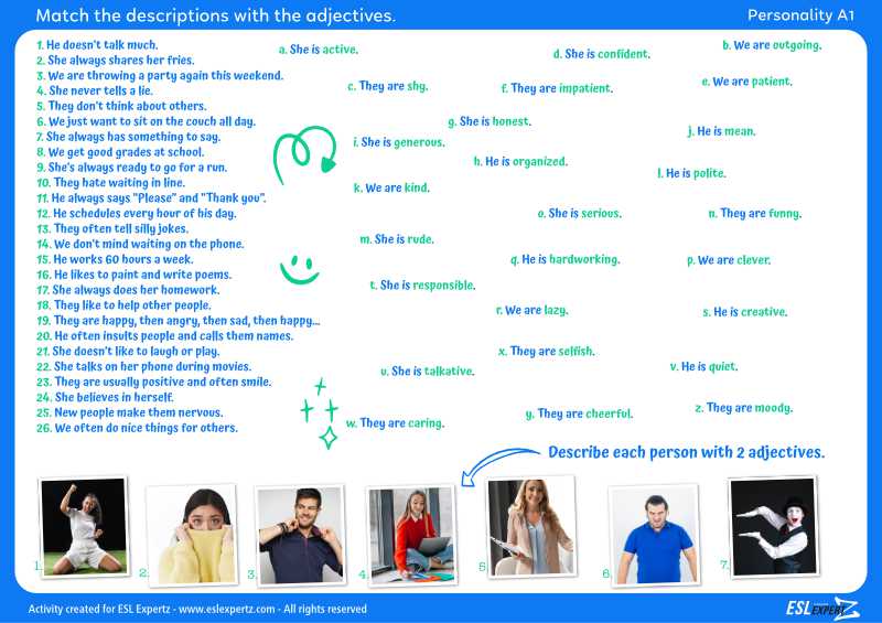 Personality Traits Vocabulary Activity ESL Expertz