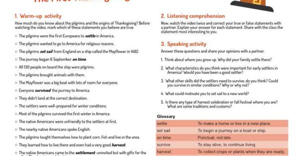 origin of thanksgiving esl a2 b1