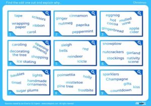 christmas vocabulary game odd one out