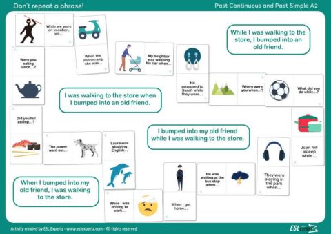Past Continuous Past Simple Dominos - Esl Expertz