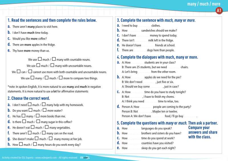 grammar worksheet many much more grammar worksheet many much more