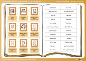 esl writing activity biograhy game habits, routines and everyday activities